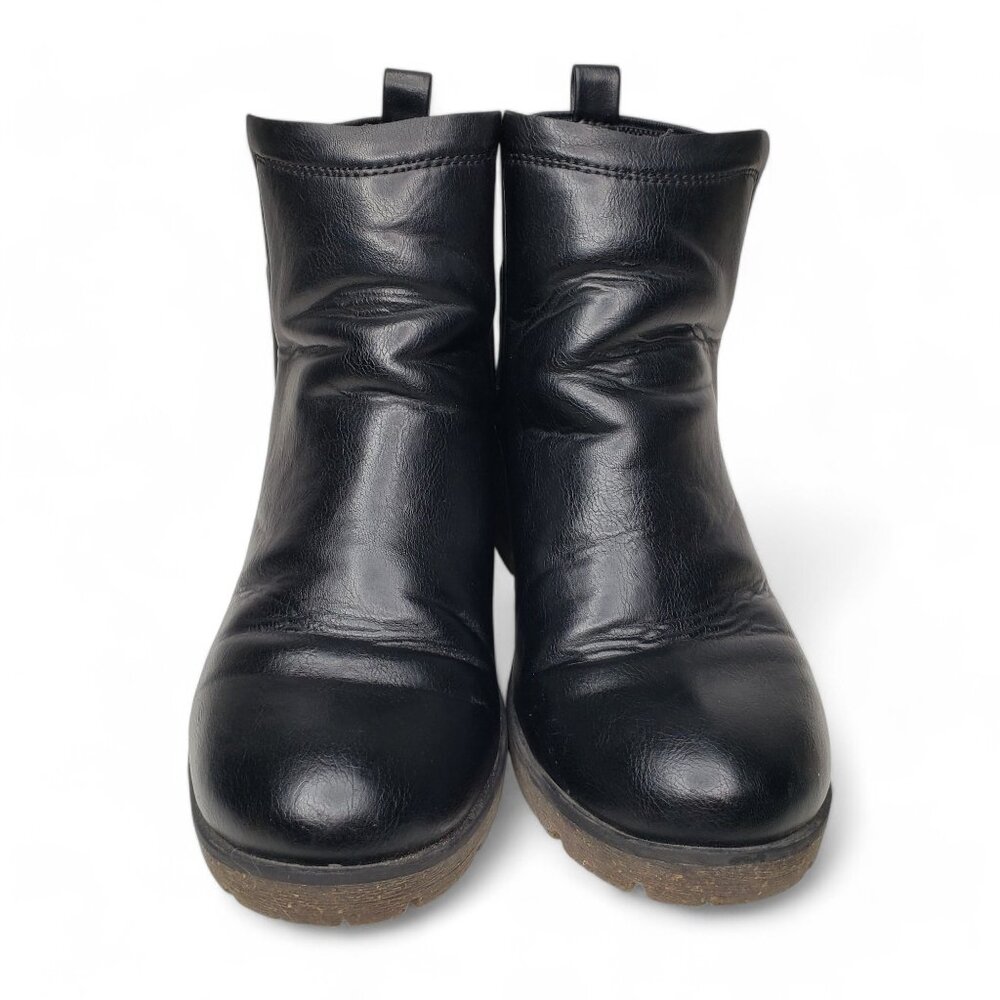 Korks by Kork-Ease Elsie Booties Women's Black Leather Under Calf Moto Slip On 6 - Picture 4 of 11